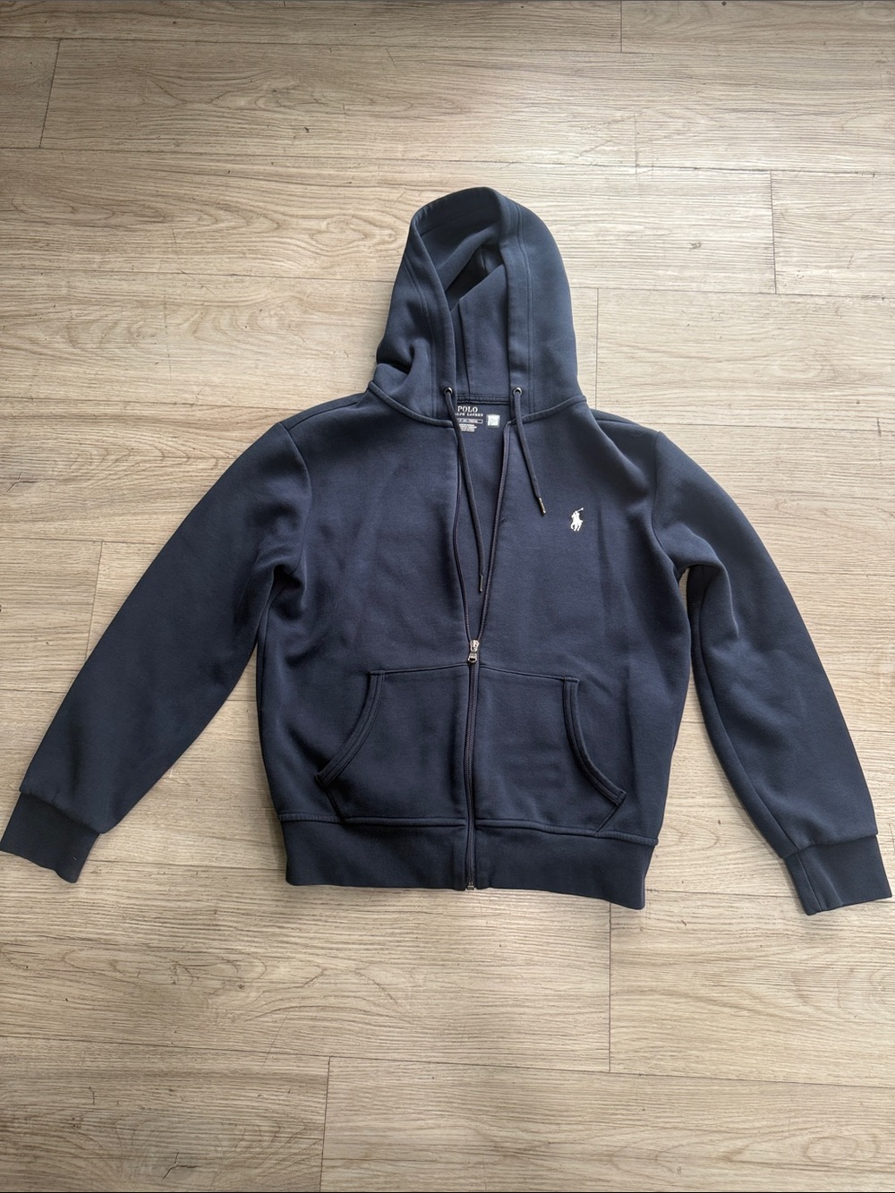 Polo by Ralph Lauren Double Knit Navy Full-Zip Hoodie with Polo Pony